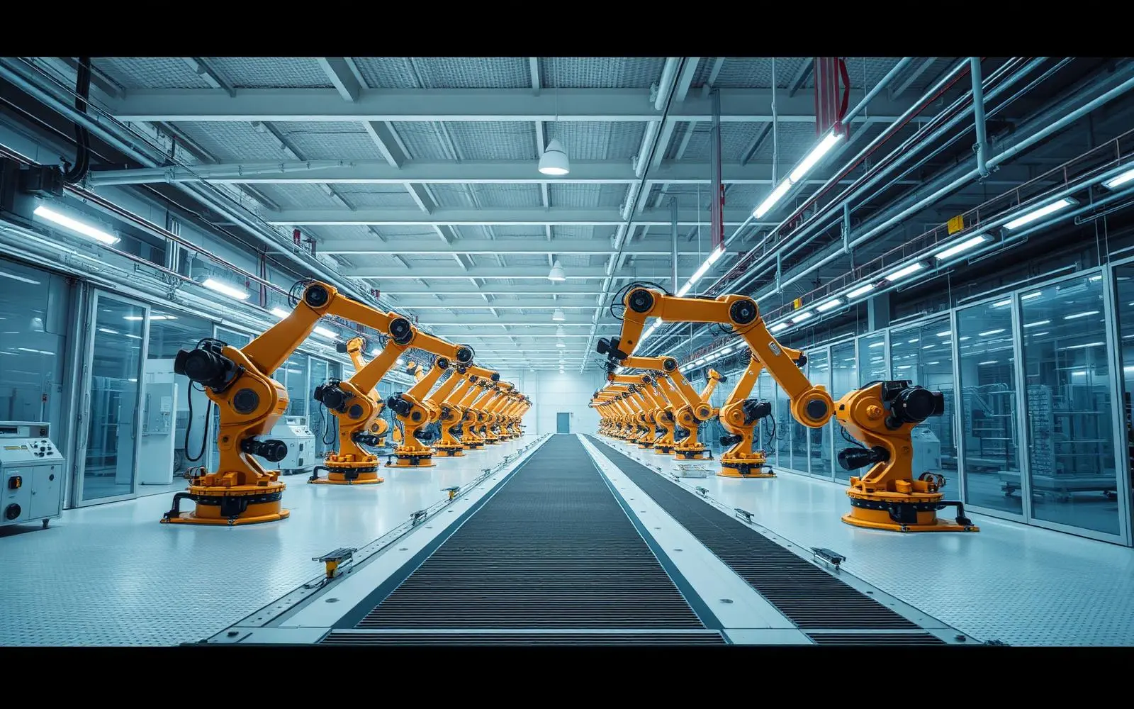 Automated production line inside a modern manufacturing plant
